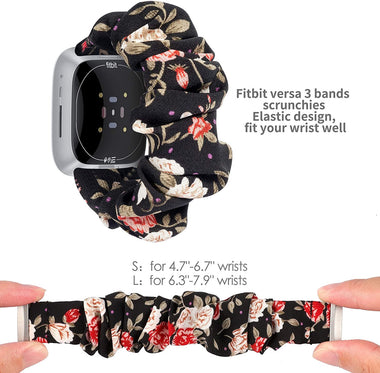 TOYOUTHS Compatible with Fitbit Versa 3 Bands Scrunchies Soft Stretch Nylon Strap