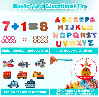 Wooden Letter Number Puzzle Sorting Montessori Toys