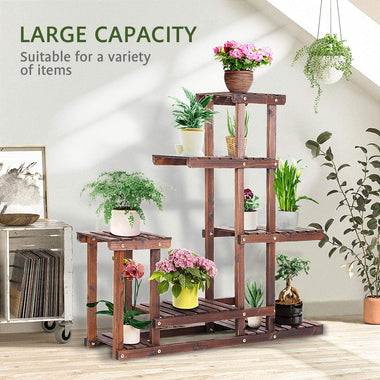 Wood Plant Stand High Low Shelves Flower Rack Display