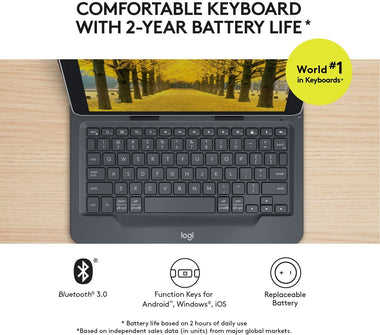 Universal Folio with Integrated Bluetooth 3.0 Keyboard