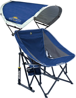 GCI Outdoor Pod Rocker Collapsible Rocking Chair with SunShade Royal