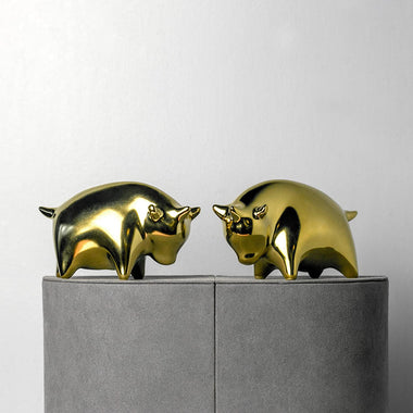 Ceramic Ornaments Golden Bull Statue