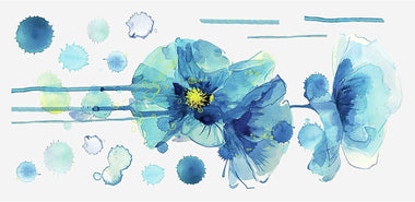 Blue Poppies Peel And Stick Giant Wall Decals