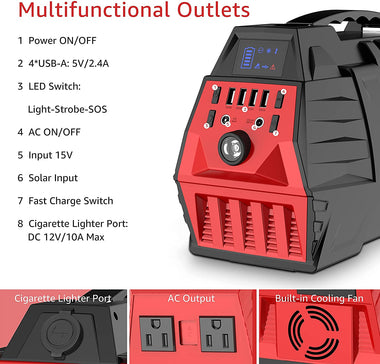 296Wh Solar Generator Backup Battery Pack with 110V/500W AC Outlet