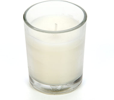 Set of 24 Ivory Unscented Glass Filled Votive Candles