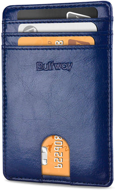 Buffway Slim Minimalist Card Holder Leather Wallet for Mens & Womens