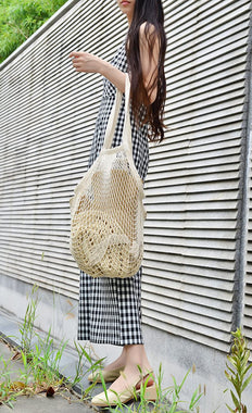 Plus-Size Bailuoni Net String Shopping Bag Long Handle Portable