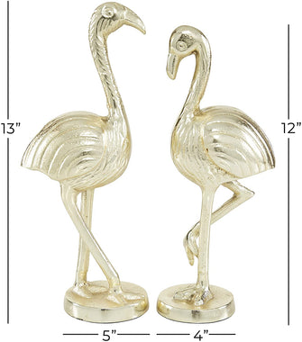 Set of 2 Gold Aluminum Glam Birds Sculpture