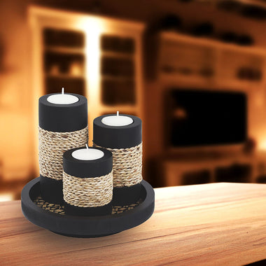Tealight Candle Holders with Candle Tray Set