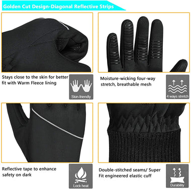 MOREOK Mens Winter Gloves Touch Screen Gloves Water Resistant Windproof