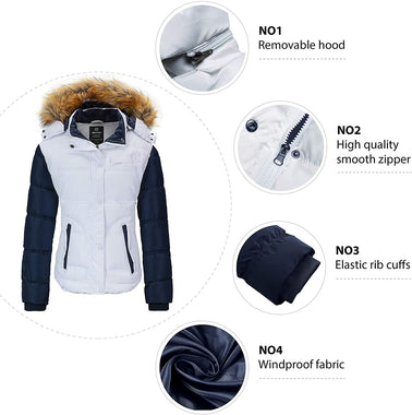 Wantdo Women's Hooded Winter Coat Thicken Quilted Puffer Jacket Warm Parka