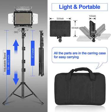 LED Photo Video Light - Dimmable 176 LED Panel Lighting Kit