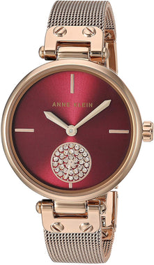 Anne Klein Women's Swarovski Crystal Accented Mesh Bracelet Gold-Tone Watch