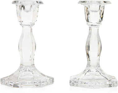 Set of 2 Glass Taper Candle Holders