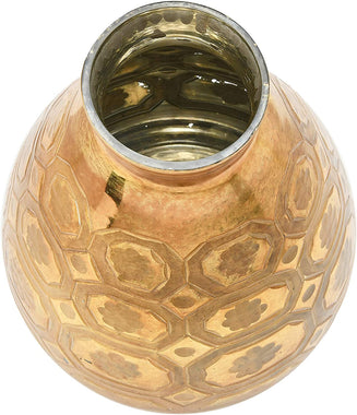 Etched Mercury Glass Gold Finish Vase