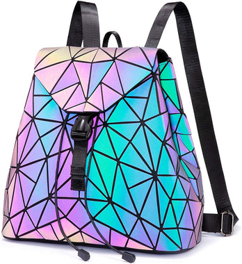 Geometric Luminous Purses and Handbags for Women Holographic Reflective Bag Backpack