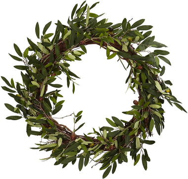 Nearly Natural 20in Olive Wreath