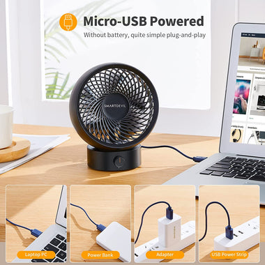 SmartDevil USB Desk Fan, Small Personal Desktop Table Fan