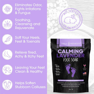 Calming Lavender Foot Soak with Epsom Salt, Made in USA, Antifungal Foot Soak Soothes Sore