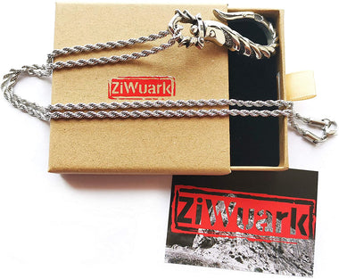 ZiWuark Unisex Stainless Steel Retro Fish Hook Necklaces 24" chain