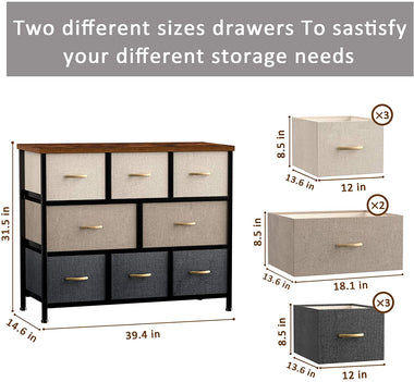 8 Drawer Dresser Organizer Fabric Storage Chest for Bedroom