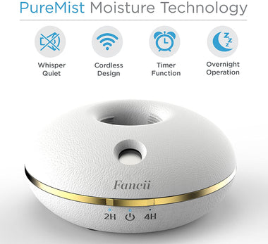 Fancii Cool Mist Personal Mini Humidifier, USB or Battery Operated Portable Travel