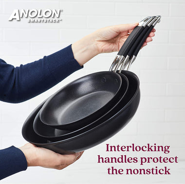 Anolon Smart Stack Hard Anodized Nonstick Cookware 11 Piece Set Black