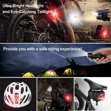Ultra Bright USB Rechargeable Bike Light Set, Powerful Bicycle