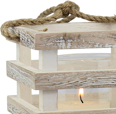 Stonebriar Small Worn White Wooden Candle