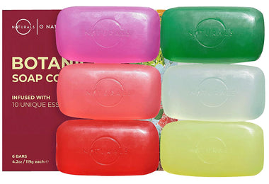 Transparent Bar Soap Collection. 6-Pack Botanical Natural Soap Gift Box