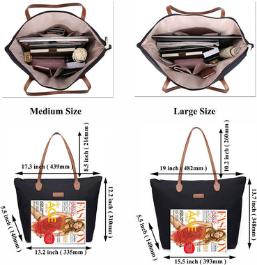 NNEE Water Resistant Light Weight Nylon Tote Bag Handbag