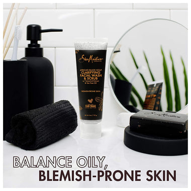 Facial Wash and Scrub for Blemish Prone Skin African Black Soap