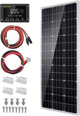 olar Panel Kit 100 Watt 12 Volt Monocrystalline Off Grid System for Homes RV Boat + 20A 12V/24V