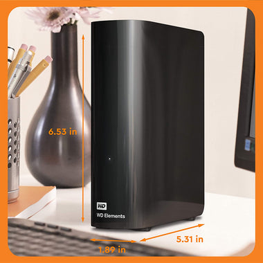 WD 10TB Elements Desktop Hard Drive HDD, USB 3.0, Compatible with PC, Mac