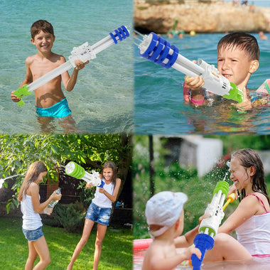TEMI Super Water-Blaster Squirt Water-Guns - 2 Pack 22.4'' Large Water Soaker Blaster w/ 5 Nozzles Shooting 50ft, Big Water Pistol for Outdoor Activities, Swimming Pool Toys for Kids Boys & Adults