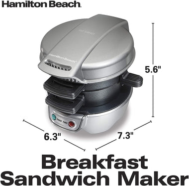 Breakfast Sandwich Maker, Silver (25475A) Silver Single Sandwich Maker