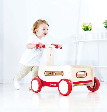 Hape Red Wonder Wagon Wooden Push and Pull Toddler Ride On