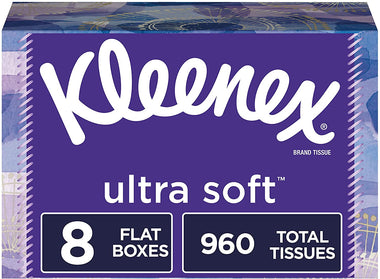 8 Rectangular Boxes, 120 Tissues per Box (960 Tissues Total)