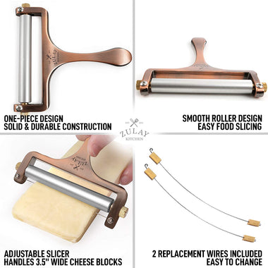 Zulay Cheese Slicer With Adjustable Thickness Wire Cheese Slicer