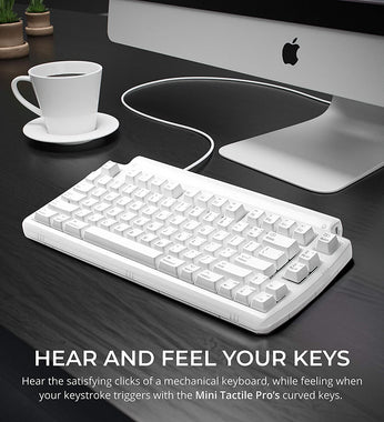 Mini Tactile Pro USB Wired Tenkeyless Keyboard with Built-in 3-Port Hi-Speed