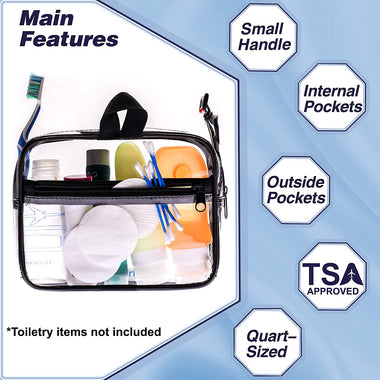 TSA Approved Toiletry Bag 3-1-1 Clear Travel Cosmetic Bag with Handle