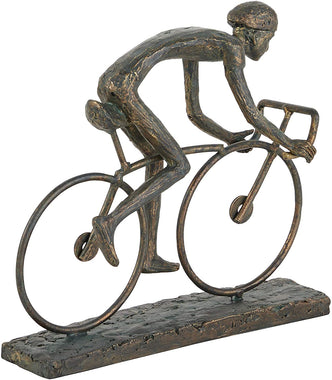 Contemporary Bronze Polystone Stylized Cyclist Sculpture