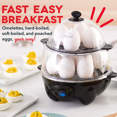 Deluxe Rapid Egg Cooker Electric for Hard Boiled, Poached, Scrambled