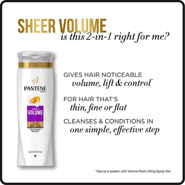 Shampoo and Conditioner 2 in 1, Pro-V Sheer Volume for Fine Hair