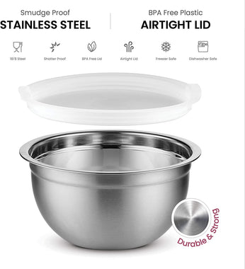 Premium Stainless Steel Mixing Bowls with Airtight Lids