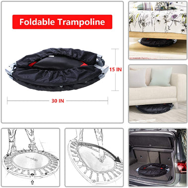 40" Foldable Mini Trampoline, Fitness Rebounder