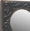 Round Mirror with Distressed Square Metal Tin Frame