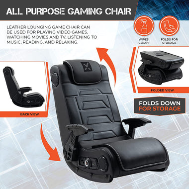 X Rocker Pro Series H3 Black Leather Gaming Chair with Headrest