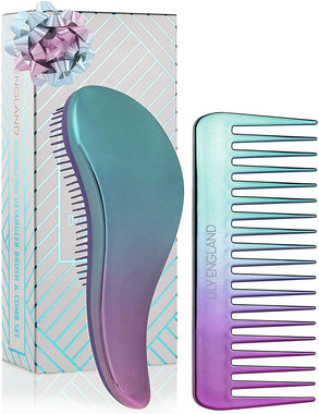 Detangling Hairbrush and Comb Set - Detangler Brush for Wet
