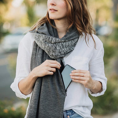 Travel Scarf - Infinity Scarf With Zipper Pocket & Customizable Snaps